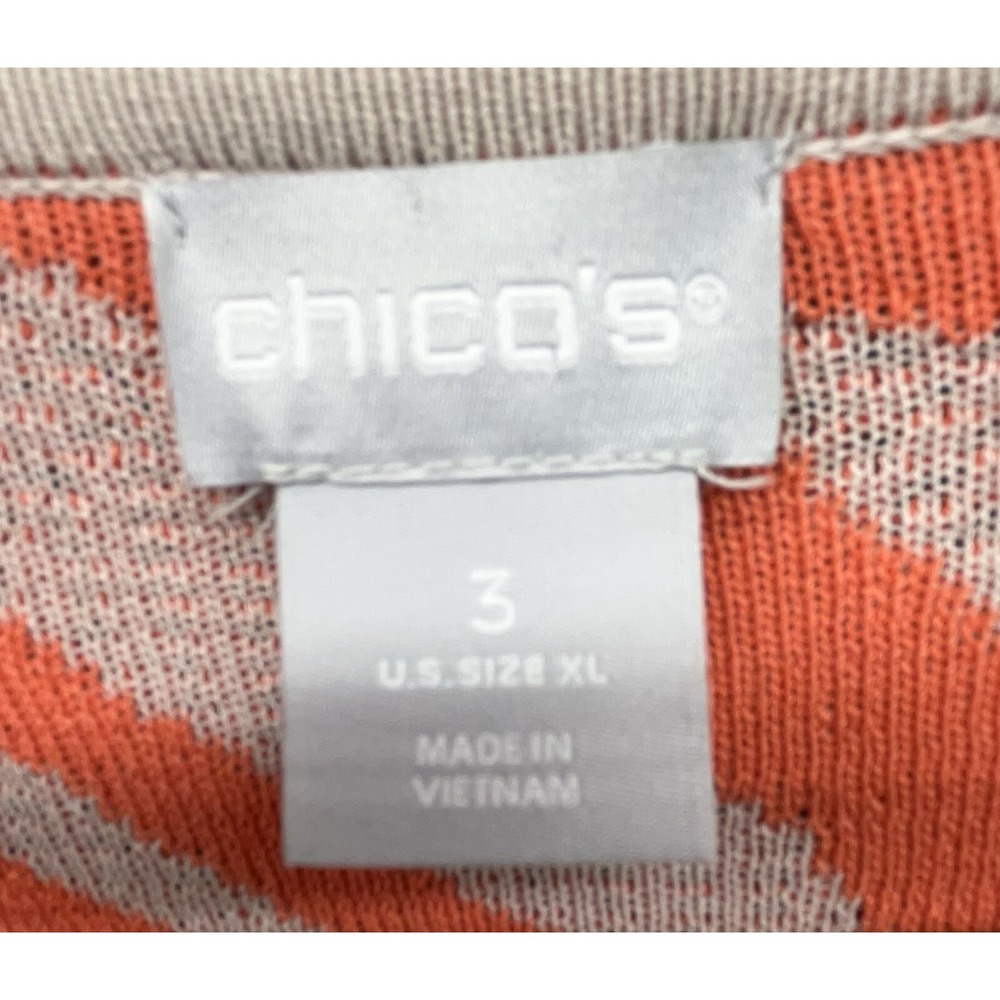 Chicos Sweater 3 US XL Orange Beige Zebra Animal Long Cardigan Stretchy Artsy - Picture 7 of 10